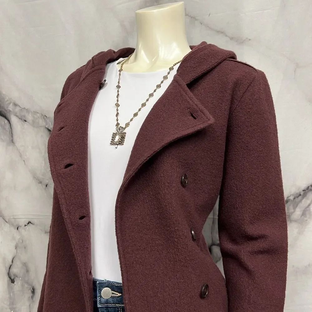 * Garnet Hill plum boiled wool jacket - Picture 3 of 8